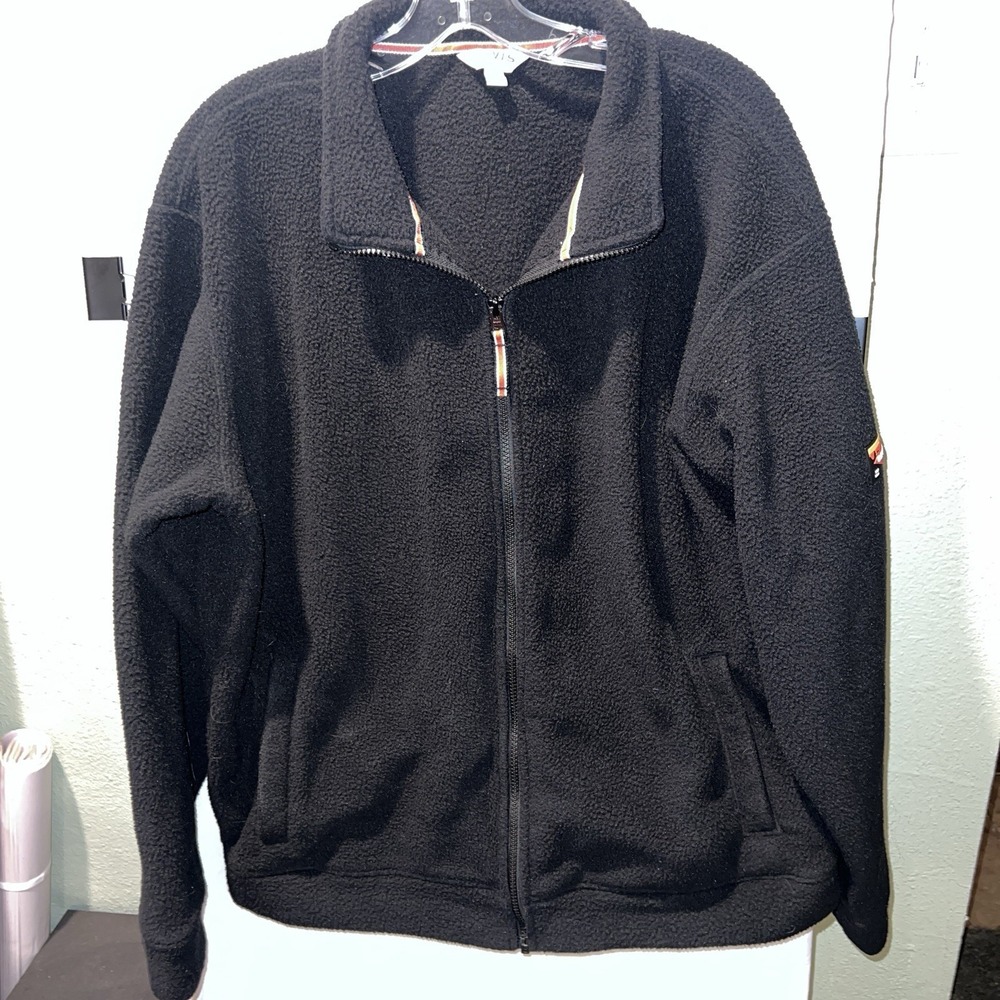 Orvis Jacket Mens Large Black Full Zip Pockets Heavyweight Fleece Sweatshirt